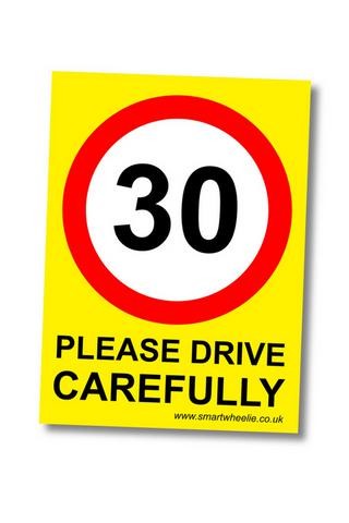30mph Yellow wheelie bin sticker