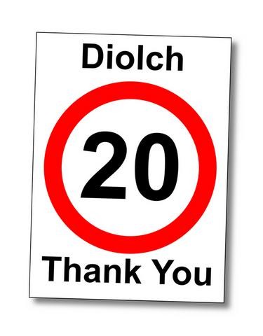 20mph Diolch wheelie bin sticker